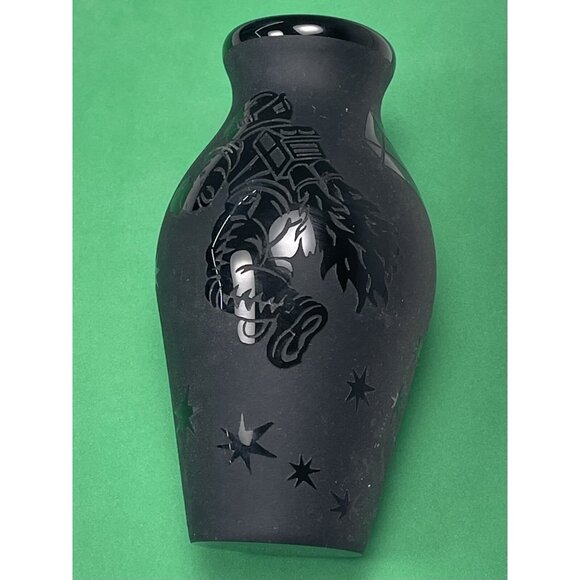 4.5" Black Mata Ortiz Astronaut Space BUD VASE Mexican Folk Art Pottery Signed - Picture 4 of 8